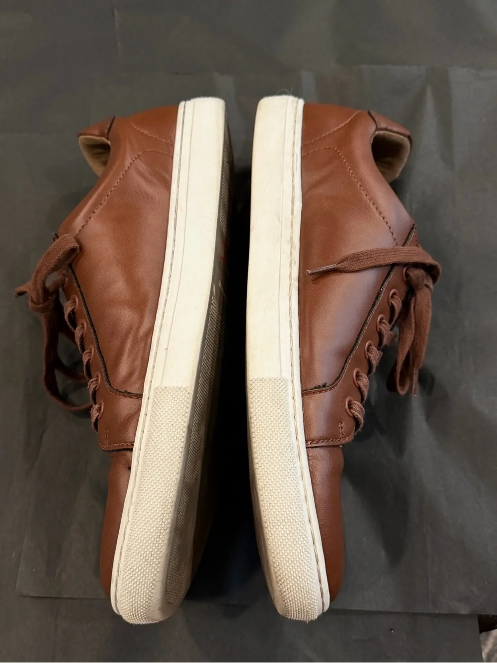 Banana Republic Brown Pleather Low-Top Sneakers with White Sole Size 10 #797